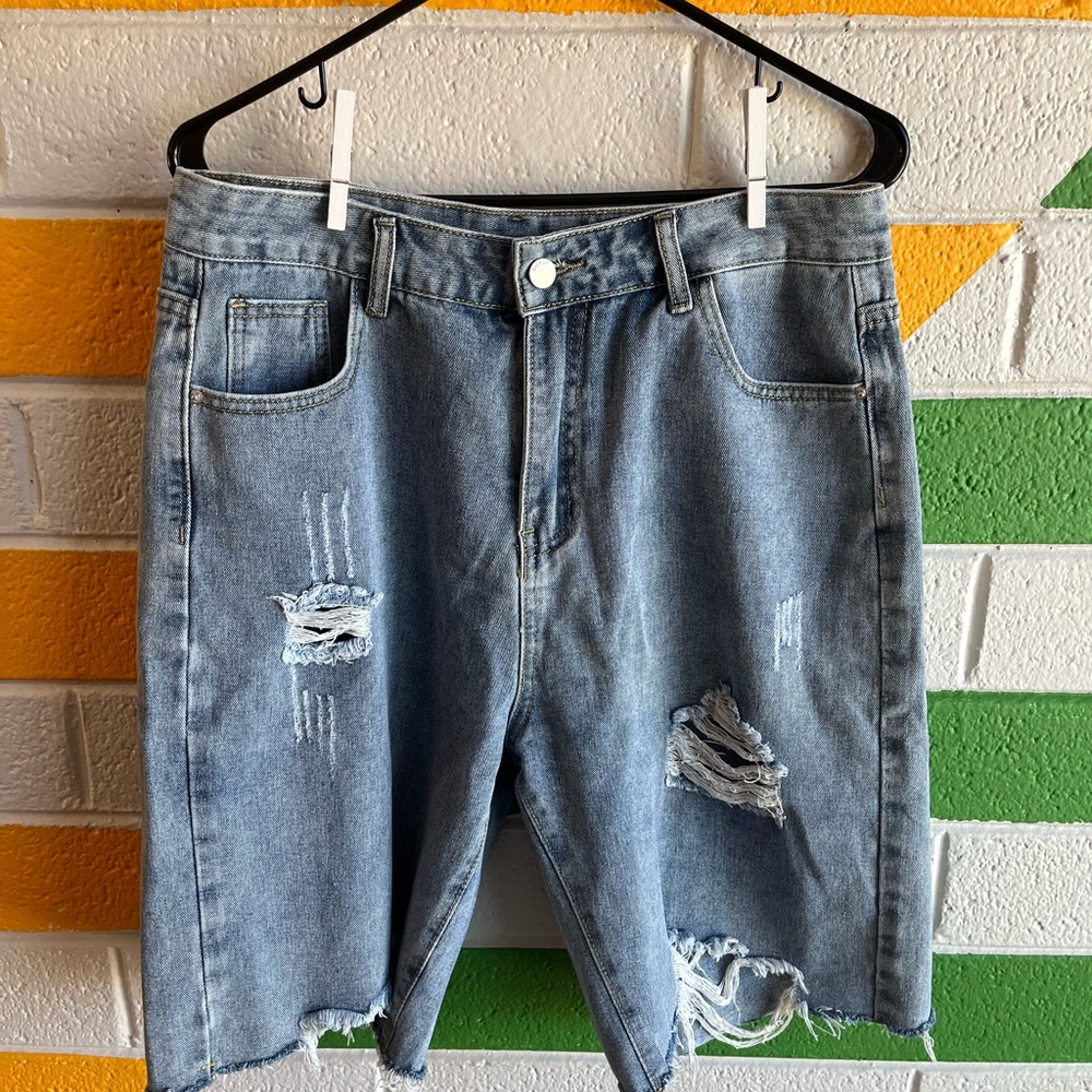 Distressed Denim Shorts